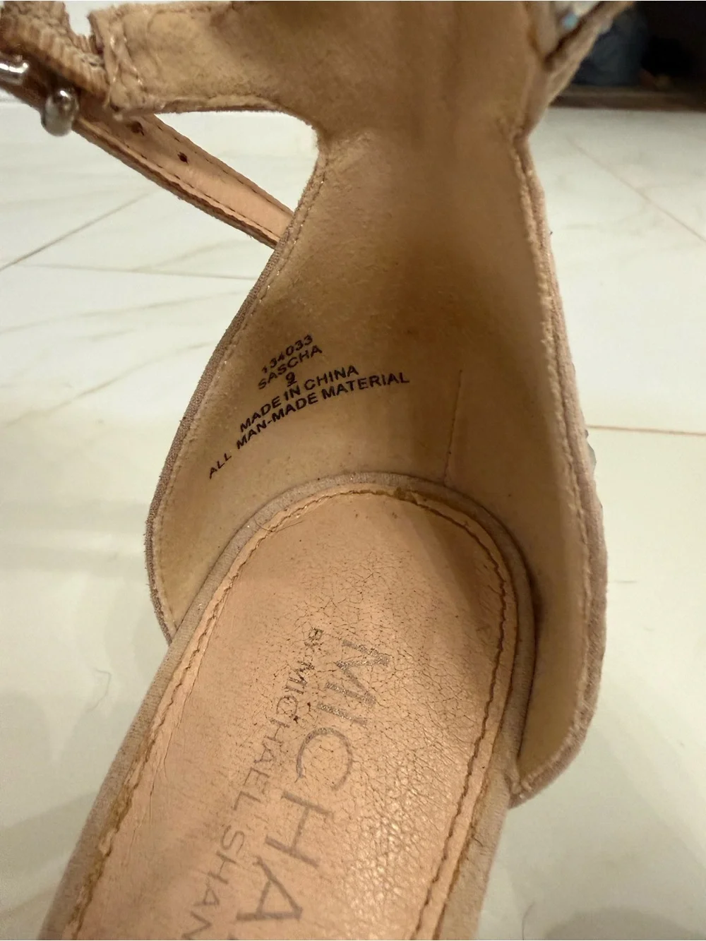 Michael Shannon Blush Pink Crystal-Stud Block Heel Sandals